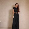 CONJUNTO RENATA CALÇA E BLUSA CROPPED OMBREIRAS - PRETO