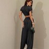 CONJUNTO RENATA CALÇA E BLUSA CROPPED OMBREIRAS - PRETO