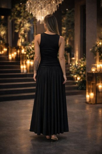 VESTIDO PAULA LONGO JERSEY - PRETO