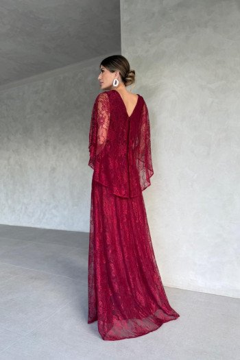 VESTIDO DE FESTA LONGO MARILIA CAPA TRANSPASSADA - MARSALA