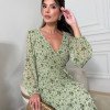 VESTIDO ESTAMPADO ARIANE MANGA LONGA - VERDE MENTA