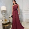 VESTIDO DE FESTA ALICIA UM OMBRO PLISSADO - MARSALA