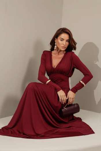 VESTIDO YASMIN JERSEY MANGA LONGA - MARSALA