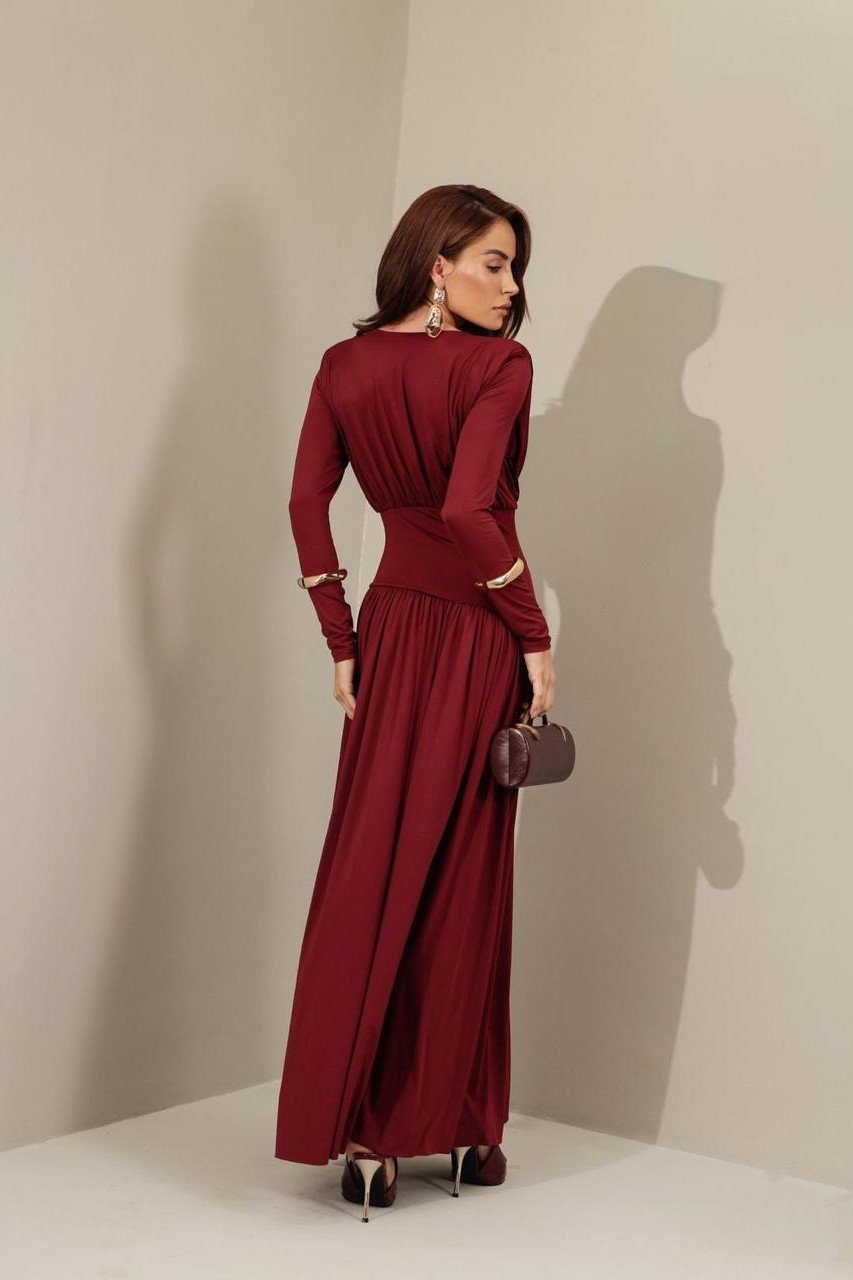 VESTIDO YASMIN JERSEY MANGA LONGA - MARSALA