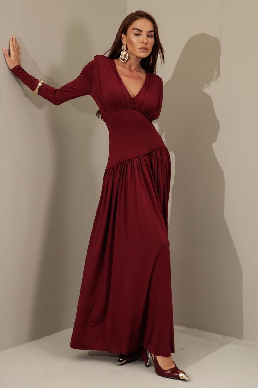 VESTIDO YASMIN JERSEY MANGA LONGA - MARSALA
