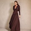 VESTIDO YASMIN JERSEY MANGA LONGA - MARROM