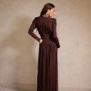 VESTIDO YASMIN JERSEY MANGA LONGA - MARROM