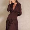 VESTIDO YASMIN JERSEY MANGA LONGA - MARROM