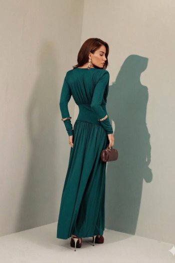 VESTIDO YASMIN JERSEY MANGA LONGA - VERDE PETRÓLEO