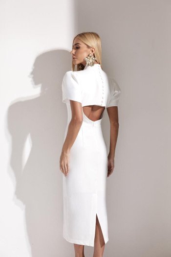 VESTIDO MIDI AYLA VAZADO COSTAS - BRANCO