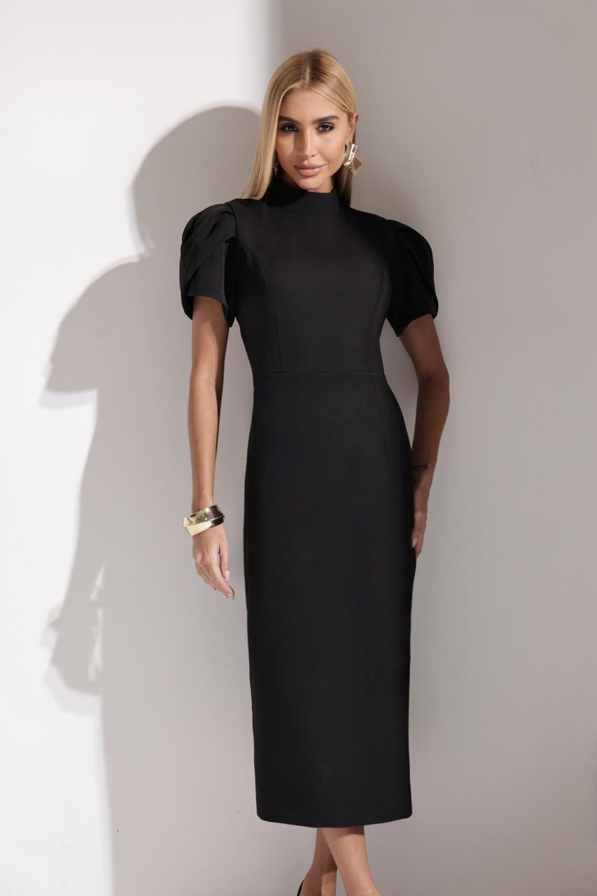 VESTIDO MIDI AYLA VAZADO COSTAS - PRETO