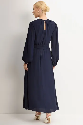 VESTIDO LONGO DARA MANGA LONGA - AZUL MARINHO