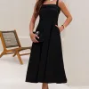 VESTIDO TEODORA COM ALÇA E BOLSOS - PRETO
