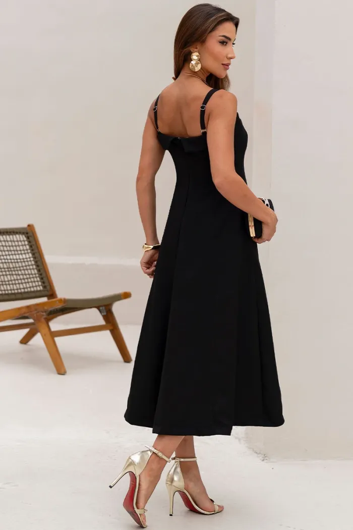 VESTIDO TEODORA COM ALÇA E BOLSOS - PRETO