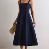 VESTIDO TEODORA COM ALÇA E BOLSOS - AZUL MARINHO
