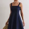 VESTIDO TEODORA COM ALÇA E BOLSOS - AZUL MARINHO
