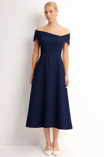VESTIDO ANTÔNIA MIDI - AZUL MARINHO