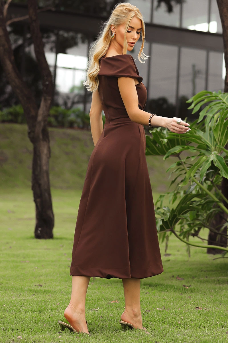 VESTIDO ANTÔNIA MIDI - MARROM