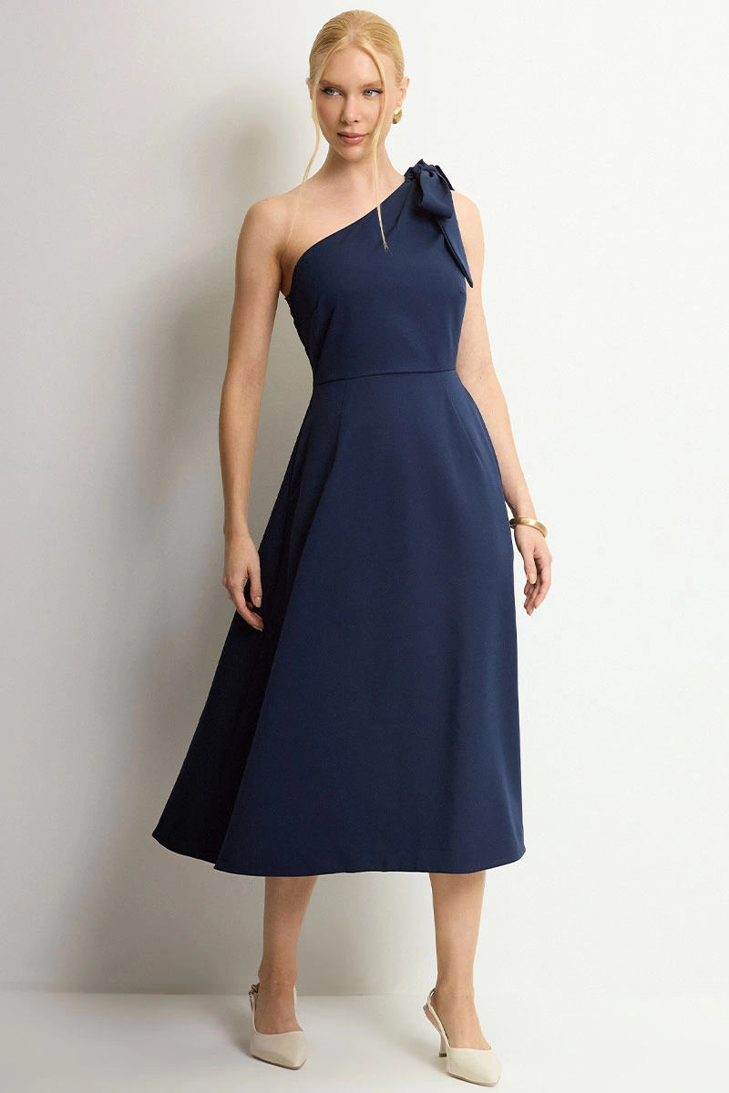 VESTIDO SAFIRA MIDI - AZUL MARINHO