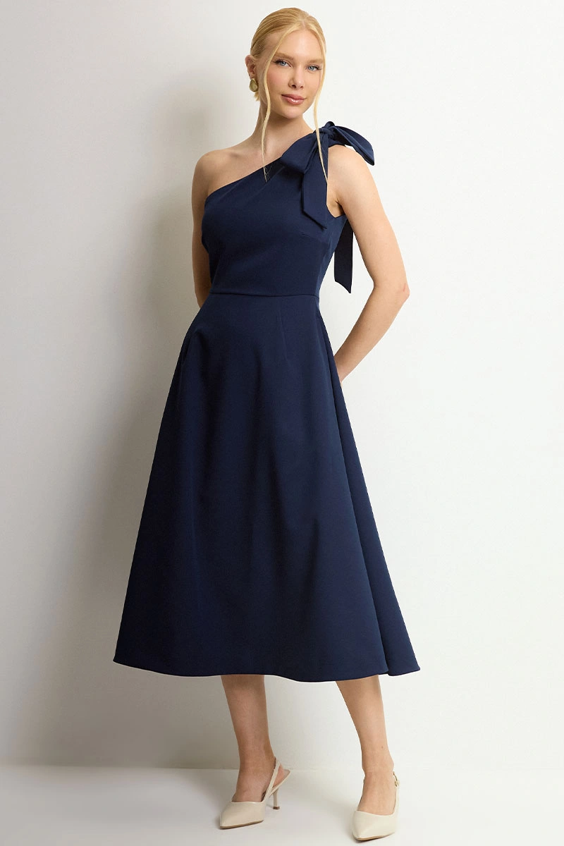 VESTIDO SAFIRA MIDI - AZUL MARINHO