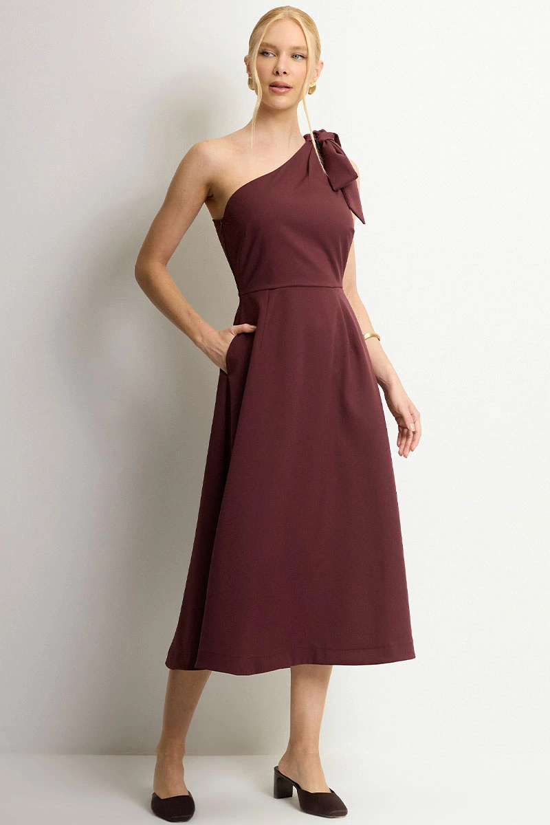 VESTIDO SAFIRA MIDI - VINHO