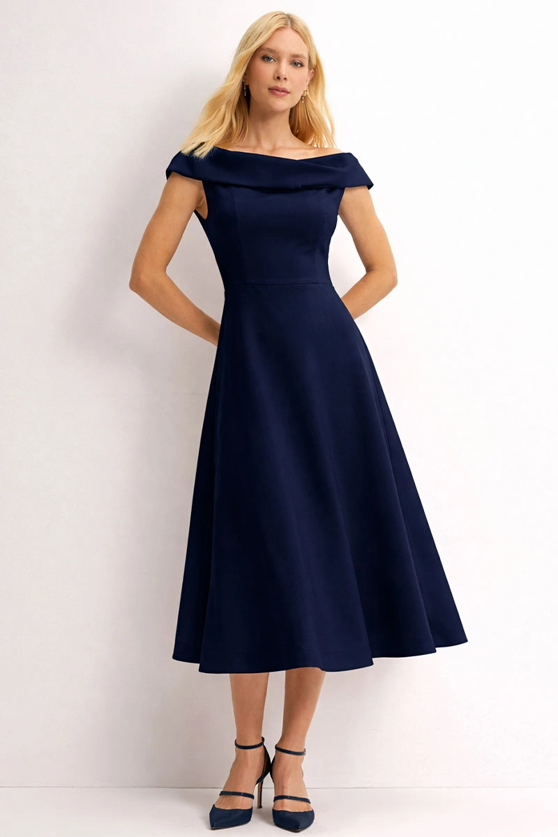 VESTIDO DARA MIDI - AZUL MARINHO