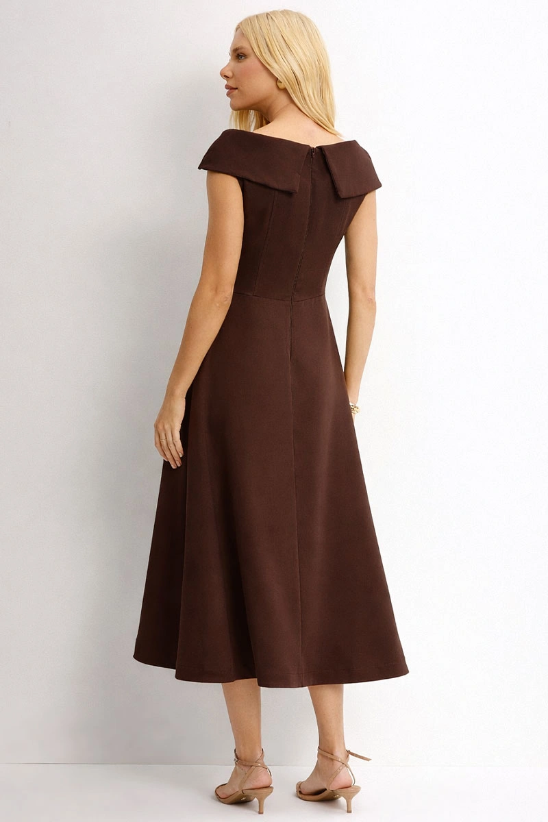 VESTIDO DARA MIDI - MARROM