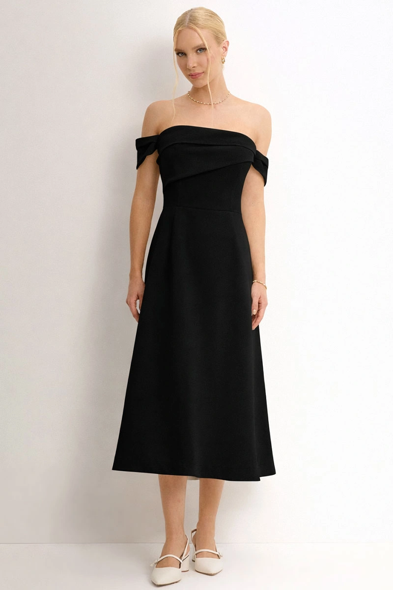 VESTIDO MIDI MORGANA - PRETO