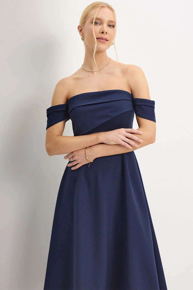 VESTIDO MIDI MORGANA - AZUL MARINHO