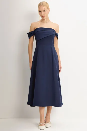 VESTIDO MIDI MORGANA - AZUL MARINHO
