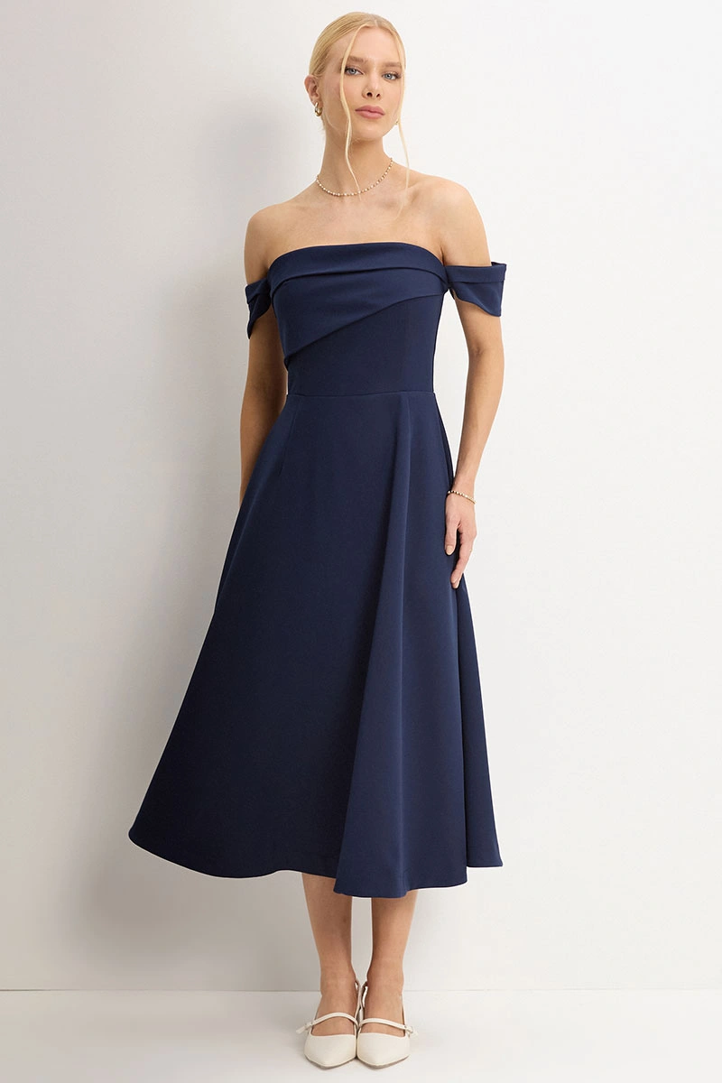 VESTIDO MIDI MORGANA - AZUL MARINHO