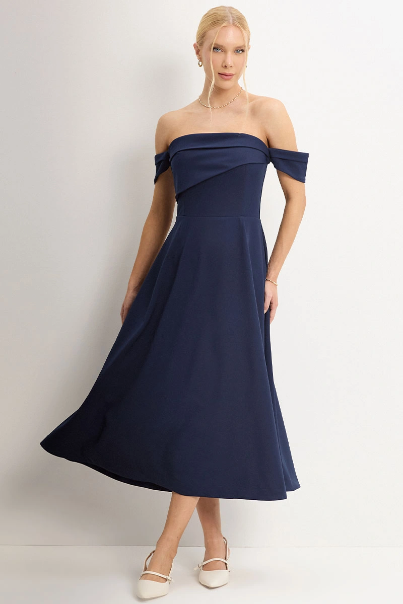 VESTIDO MIDI MORGANA - AZUL MARINHO