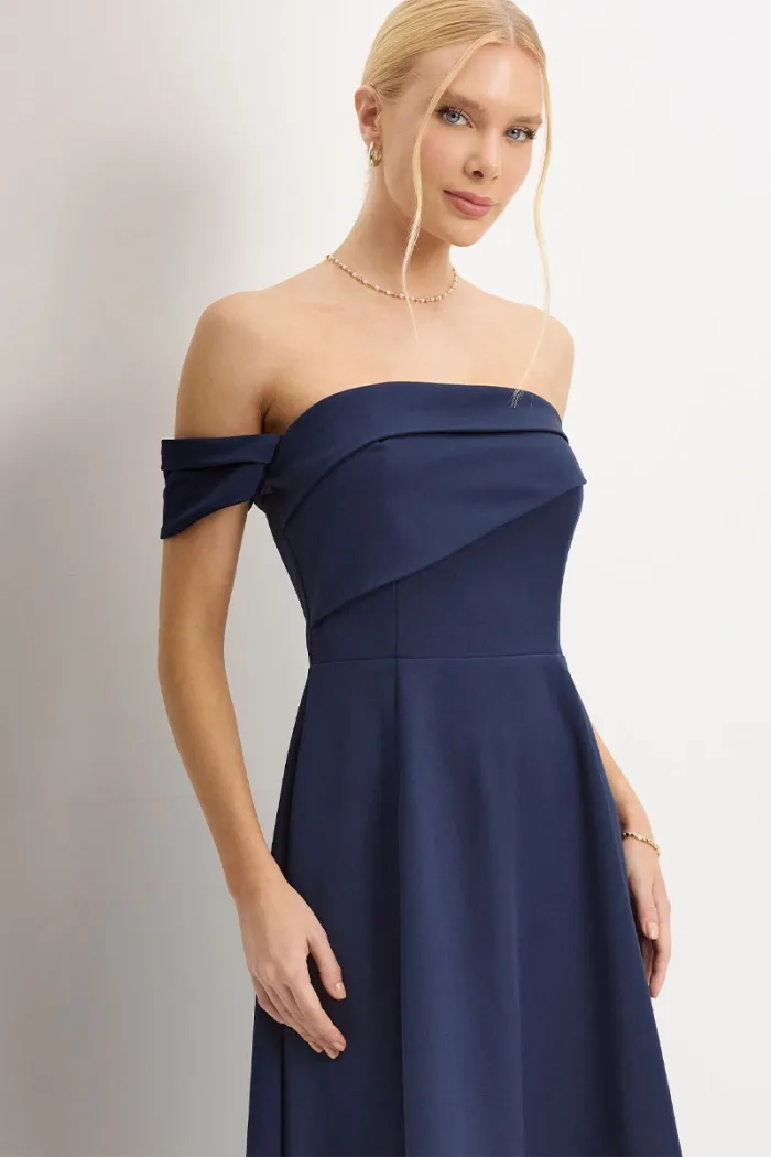 VESTIDO MIDI MORGANA - AZUL MARINHO