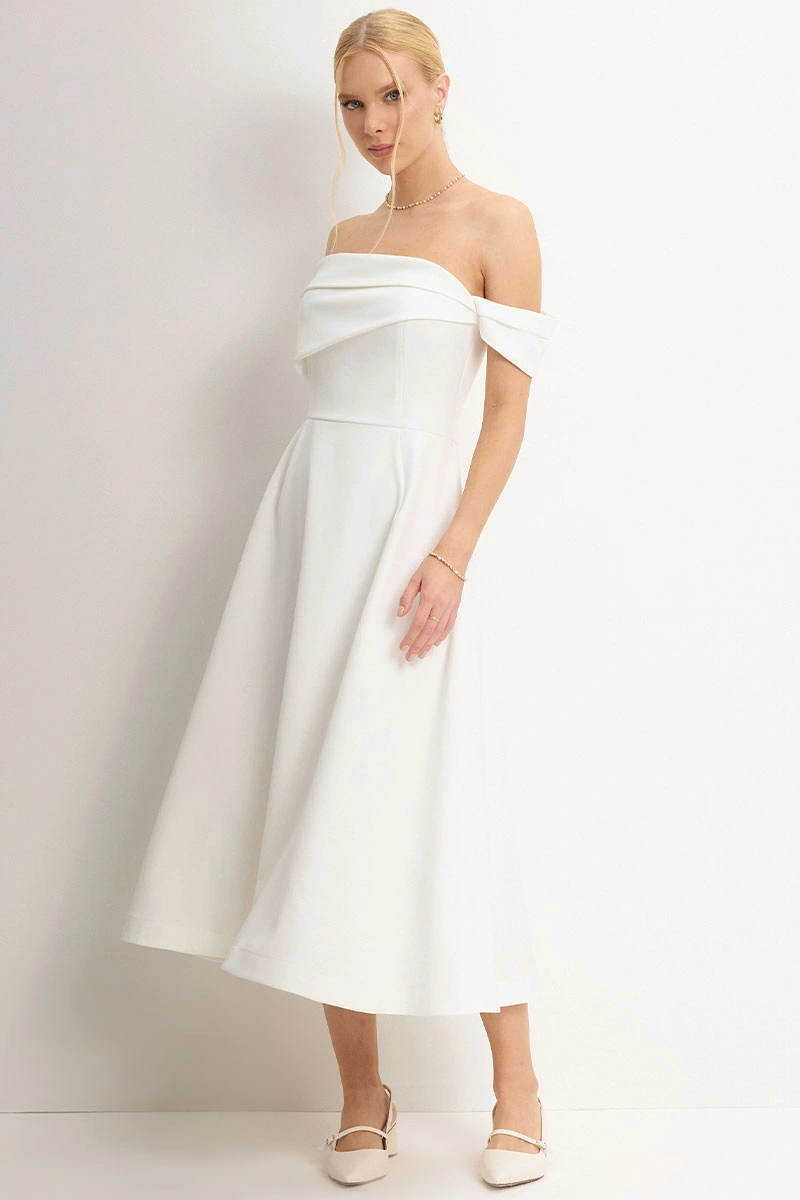 VESTIDO MIDI MORGANA - OFF WHITE