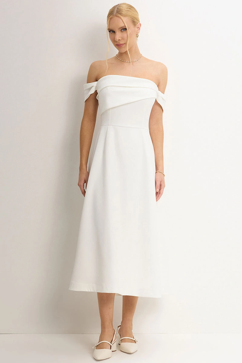 VESTIDO MIDI MORGANA - OFF WHITE