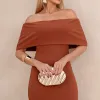 VESTIDO AYLA MIDI OMBRO A OMBRO - MARROM