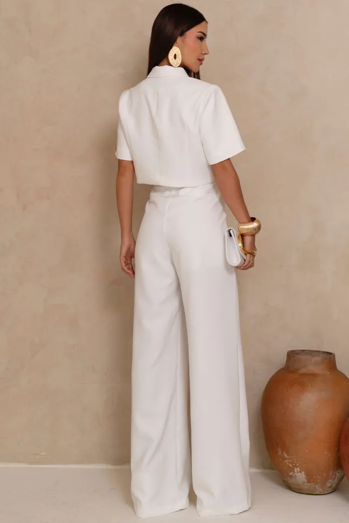 CALÇA SELENA ALFAIATARIA BOLSOS FRENTE - OFF WHITE