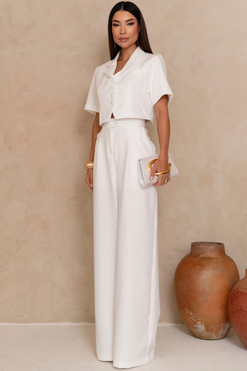 CALÇA SELENA ALFAIATARIA BOLSOS FRENTE - OFF WHITE