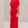 CALÇA SELENA ALFAIATARIA BOLSOS FRENTE - VERMELHO