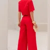 CALÇA SELENA ALFAIATARIA BOLSOS FRENTE - VERMELHO