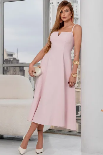 VESTIDO CAROL DECOTE V COM ALÇAS - ROSA