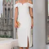 VESTIDO CLARITA MIDI OMBRO A OMBRO COM ALÇA - OFF WHITE