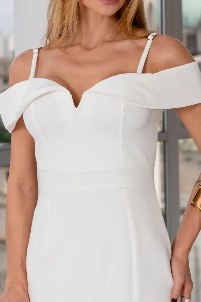 VESTIDO CLARITA MIDI OMBRO A OMBRO COM ALÇA - OFF WHITE