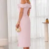 VESTIDO CLARITA MIDI OMBRO A OMBRO COM ALÇA - ROSA CLARO
