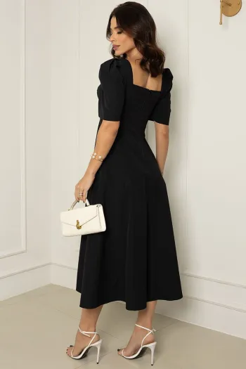 VESTIDO DAFNY DECOTE V COM MANGA - PRETO