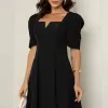 VESTIDO DAFNY DECOTE V COM MANGA - PRETO