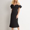 VESTIDO DRIELY MIDI DECOTE V COM BABADOS - PRETO