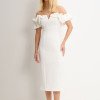 VESTIDO DRIELY MIDI DECOTE V COM BABADOS - OFF WHITE