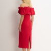 VESTIDO DRIELY MIDI DECOTE V COM BABADOS - VERMELHO