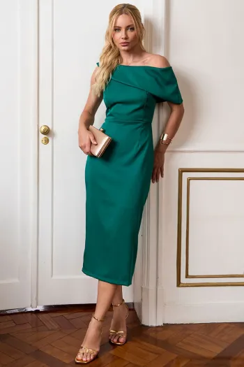 VESTIDO FABI MIDI UM OMBRO SÓ - VERDE